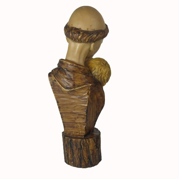 St. Anthony of Padua & Child Religious Vintage Statue Bust Italian Resin 10" - Picture 3 of 8